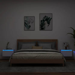Comodini a Parete con Luci LED 2 pz Bianchicod mxl 108962