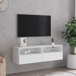 vidaXL Mobile TV a Parete Bianco 100x30x30 cm in Legno Multistrato - Vista aggiuntiva 3