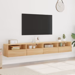 Mobili TV Muro 2pz Rovere Sonoma 100x30x30 cm Legno Multistratocod mxl 86087 - Vista aggiuntiva 3