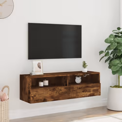 Mobile TV a Parete Rovere Fumo 100x30x30 cm Legno Multistratocod mxl 110060 - Vista aggiuntiva 3