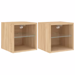 Mobili TV a Parete con Luci LED 2pz Rovere Sonoma 30x28,5x30 cmcod mxl 134098 - Vista aggiuntiva 2