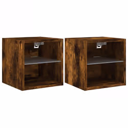 Mobili TV a Parete con Luci LED 2pz Rovere Fumo 30x28,5x30 cmcod mxl 87885 - Vista aggiuntiva 2