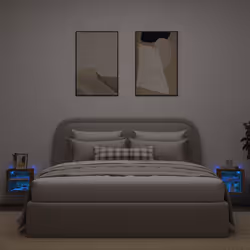 Mobili TV a Parete con Luci LED 2pz Rovere Fumo 30x28,5x30 cmcod mxl 87885 - Vista aggiuntiva 3