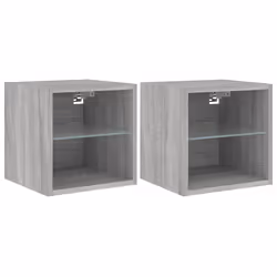 Mobili TV a Parete con Luci LED 2pz Grigio Sonoma 30x28,5x30 cmcod mxl 134101 - Vista aggiuntiva 2