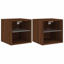 Mobili TV a Parete con Luci LED 2pz Rovere Marrone 30x28,5x30cmcod mxl 134100 - Vista aggiuntiva 2