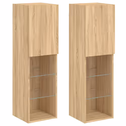 vidaXL Mobili TV con Luci LED 2pz Rovere Sonoma 30,5x30x102 cm - Vista aggiuntiva 2