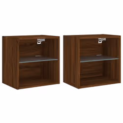 Comodini con Luci LED a Parete 2pz Rovere Marronecod mxl 110042 - Vista aggiuntiva 2