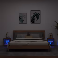 Comodini con Luci LED a Parete 2pz Rovere Marronecod mxl 110042 - Vista aggiuntiva 3