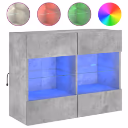 Mobile TV a Parete con Luci LED Grigio Cemento 78,5x30x60,5 cmcod mxl 134146 - Vista aggiuntiva 2