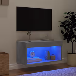 vidaXL Mobile Porta TV con Luci LED Grigio Cemento 60x30x30 cm - Vista aggiuntiva 3