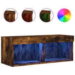 Mobile Porta TV con Luci LED Rovere Fumo 80x30x30 cmcod mxl 134125 - Vista aggiuntiva 2