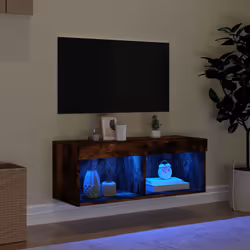 Mobile Porta TV con Luci LED Rovere Fumo 80x30x30 cmcod mxl 134125 - Vista aggiuntiva 3
