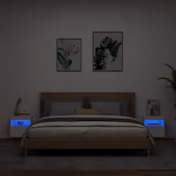 Mobili TV a Parete con Luci LED 2pz Bianchi 40x30x40 cmcod mxl 110121 - Vista aggiuntiva 3