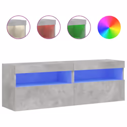 Mobili TV a Parete con Luci LED 2pz Grigio Cemento 60x30x40 cmcod mxl 86156 - Vista aggiuntiva 2