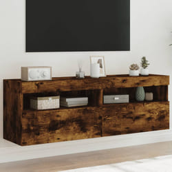 Mobili TV a Parete con Luci LED 2pz Rovere Fumo 60x30x40 cmcod mxl 86155