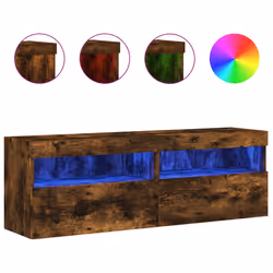 Mobili TV a Parete con Luci LED 2pz Rovere Fumo 60x30x40 cmcod mxl 86155 - Vista aggiuntiva 2