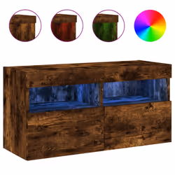 vidaXL Mobile TV a Parete con Luci LED Rovere Fumo 80x30x40 cm - Vista aggiuntiva 2