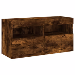 vidaXL Mobile TV a Parete con Luci LED Rovere Fumo 80x30x40 cm - Vista aggiuntiva 3