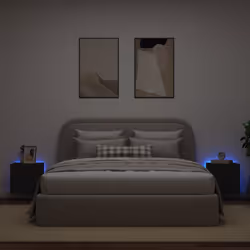 Mobili TV a Parete con Luci LED 2pz Neri 40,5x35x40 cmcod mxl 86196 - Vista aggiuntiva 3