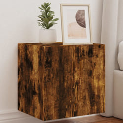 Mobili TV a Parete con Luci LED 2pz Rovere Fumo 40,5x35x40 cmcod mxl 110165