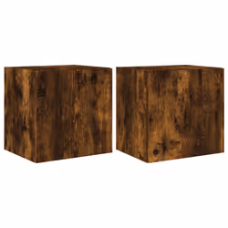 Mobili TV a Parete con Luci LED 2pz Rovere Fumo 40,5x35x40 cmcod mxl 110165 - Vista aggiuntiva 2
