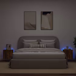 Mobili TV a Parete con Luci LED 2pz Rovere Fumo 40,5x35x40 cmcod mxl 110165 - Vista aggiuntiva 3