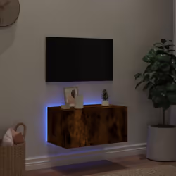 Mobile TV a Parete con Luci LED Rovere Fumo 60x35x31 cmcod mxl 86203 - Vista aggiuntiva 3