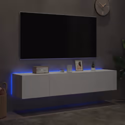 Mobili TV a Parete con Luci LED 2pz Bianchi 80x35x31 cmcod mxl 86971 - Vista aggiuntiva 3