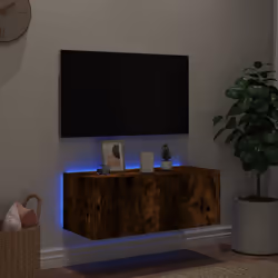 Mobile TV a Parete con Luci LED Rovere Fumo 80x35x31 cmcod mxl 86202 - Vista aggiuntiva 3