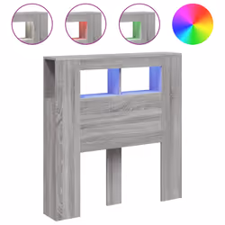 vidaXL Testiera LED Grigio Sonoma 100x18,5x103,5 cm Legno Multistrato - Vista aggiuntiva 2