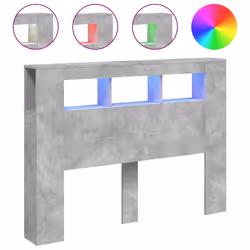 vidaXL Testiera LED Grigio Cemento 140x18,5x103,5 cm Legno Multistrato - Vista aggiuntiva 2