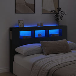Testiera LED Nera 160x18,5x103,5 cm Legno Multistratocod mxl 108827