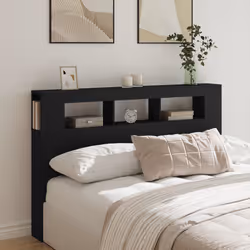 Testiera LED Nera 160x18,5x103,5 cm Legno Multistratocod mxl 108827 - Vista aggiuntiva 3