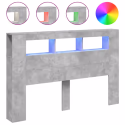 vidaXL Testiera LED Grigio Cemento 160x18,5x103,5 cm Legno Multistrato - Vista aggiuntiva 2