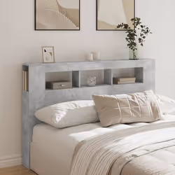 vidaXL Testiera LED Grigio Cemento 160x18,5x103,5 cm Legno Multistrato - Vista aggiuntiva 3