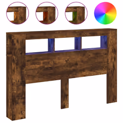 vidaXL Testiera LED Rovere Fumo 160x18,5x103,5 cm Legno Multistrato - Vista aggiuntiva 2