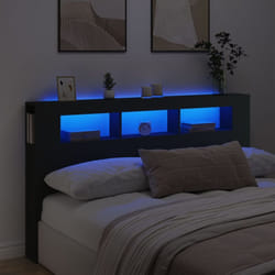 Testiera led Nera 180x18,5x103,5 cm Legno Multistrato Vidaxl 26097