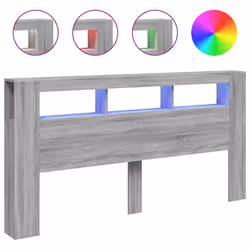 vidaXL Testiera LED Grigio Sonoma 200x18,5x103,5 cm Legno Multistrato - Vista aggiuntiva 2