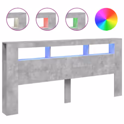 vidaXL Testiera LED Grigio Cemento 220x18,5x103,5 cm Legno Multistrato - Vista aggiuntiva 2