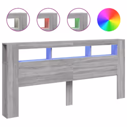 vidaXL Testiera LED Grigio Sonoma 220x18,5x103,5 cm Legno Multistrato - Vista aggiuntiva 2