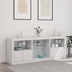 Credenza con Luci LED Bianca 181,5x37x67 cmcod mxl 133979 - Vista aggiuntiva 3