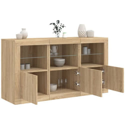 Credenza con Luci LED Rovere Sonoma 123x37x67 cm vidaXL124968