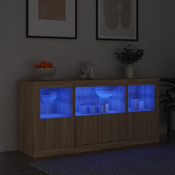 vidaXL Credenza con Luci LED Rovere Sonoma 142,5x37x67 cm