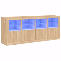 vidaXL Credenza con Luci LED Rovere Sonoma 163x37x67 cm - Vista aggiuntiva 2