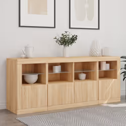 vidaXL Credenza con Luci LED Rovere Sonoma 163x37x67 cm - Vista aggiuntiva 3
