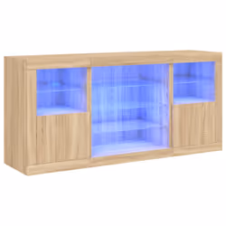 vidaXL Credenza con Luci LED Rovere Sonoma 142,5x37x67 cm - Vista aggiuntiva 2