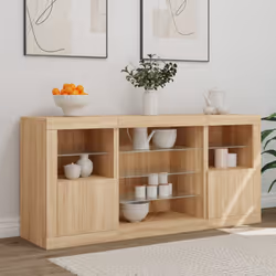 vidaXL Credenza con Luci LED Rovere Sonoma 142,5x37x67 cm - Vista aggiuntiva 3