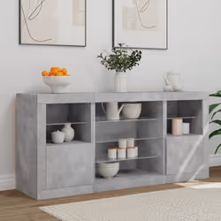 Credenza con Luci LED Grigio Cemento 142,5x37x67 cmcod mxl 133726 - Vista aggiuntiva 3