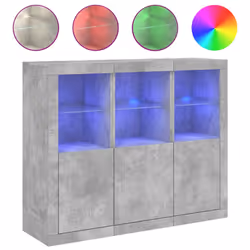 Credenze con Luci LED 3 pz Grigio Cemento in Legno Multistratocod mxl 85877 - Vista aggiuntiva 2