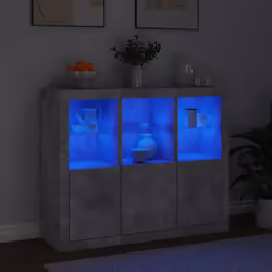 Credenze con Luci LED 3 pz Grigio Cemento in Legno Multistratocod mxl 85877 - Vista aggiuntiva 3